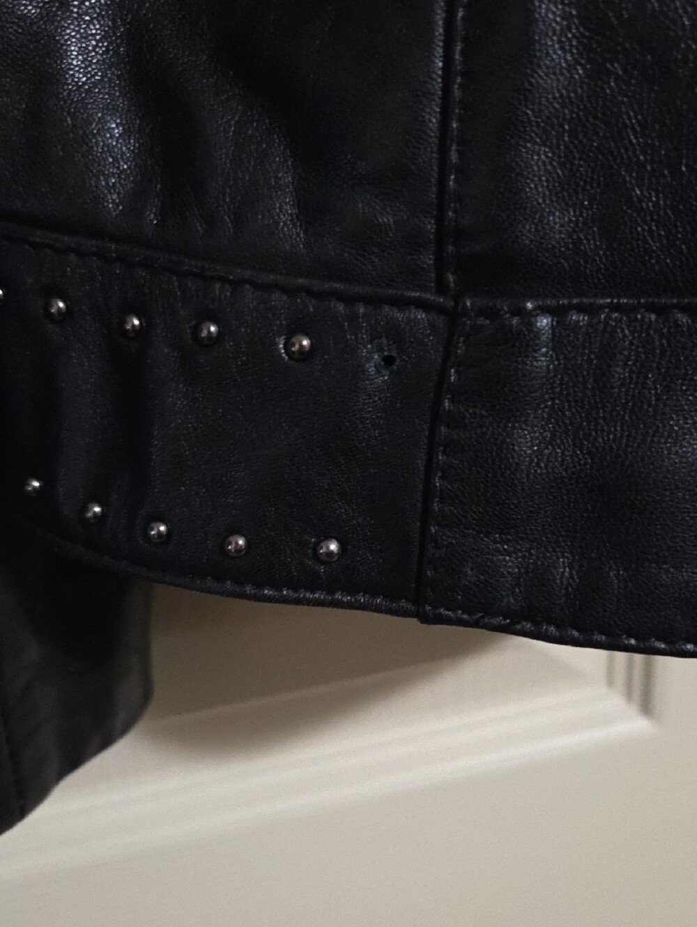Danier Black Stud-Trim Asymmetric Leather Moto Jacket - Picture 5 of 5
